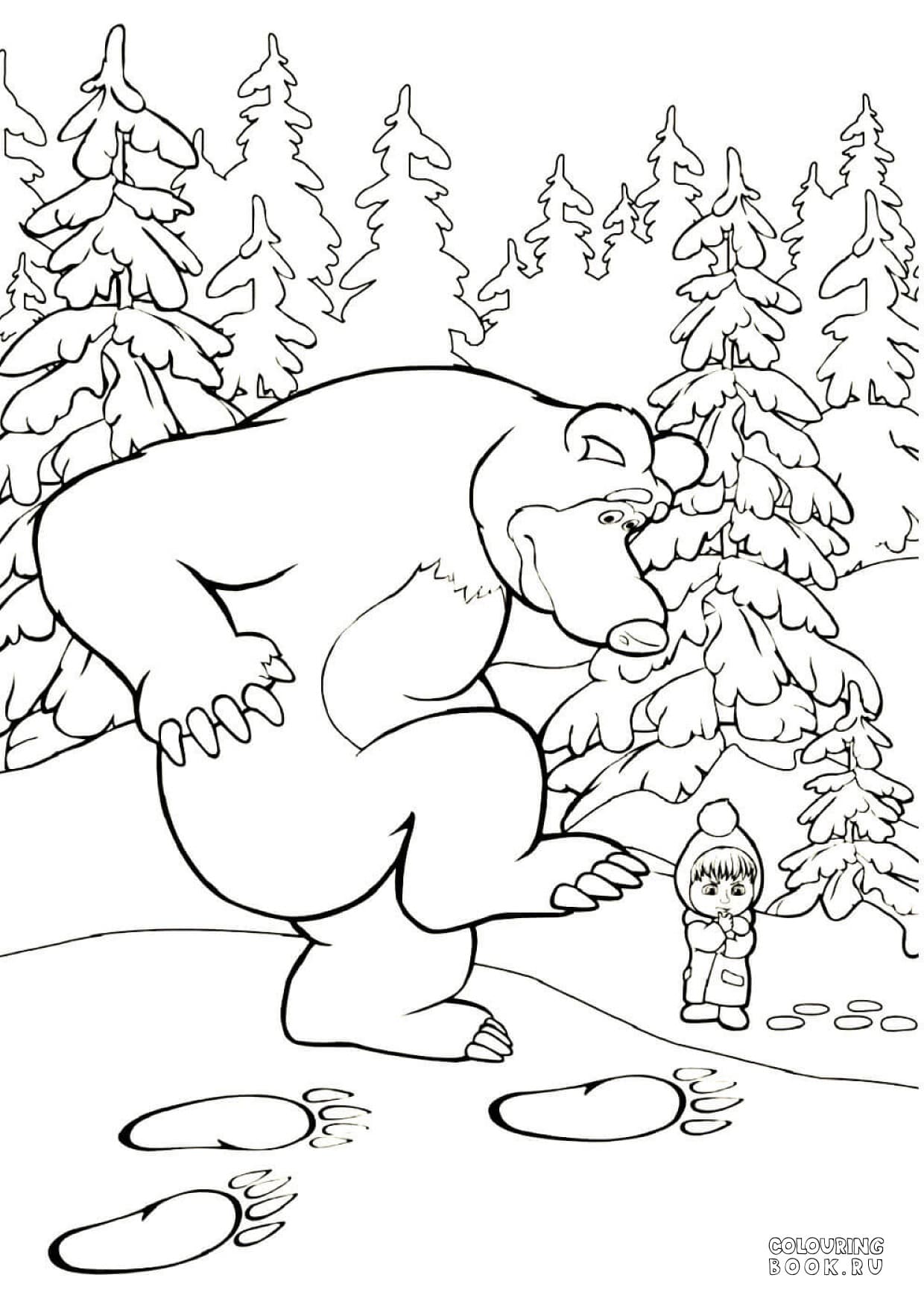 Раскраска Маша и Медведь 10 картинок